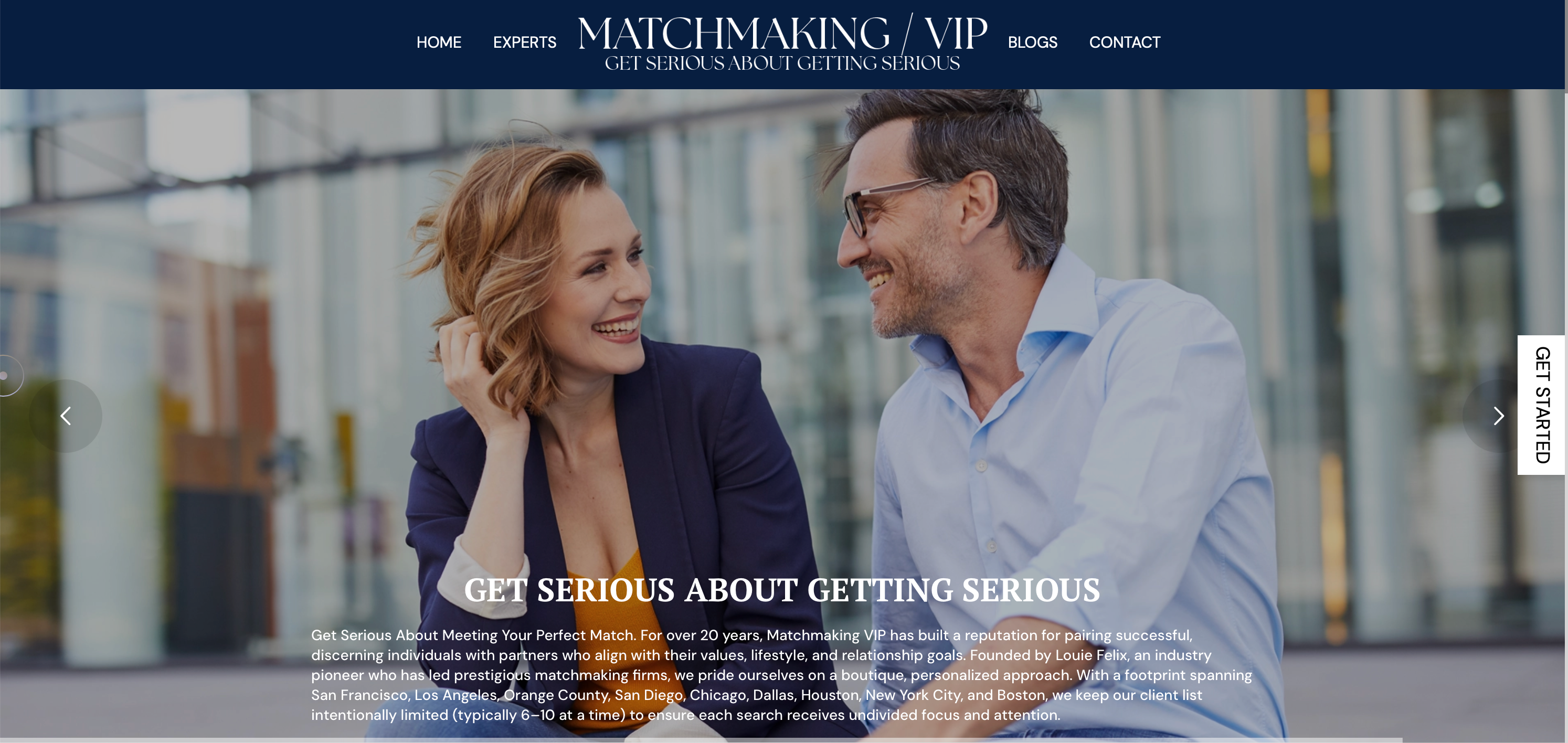 Matchmaking VIP website screenshot